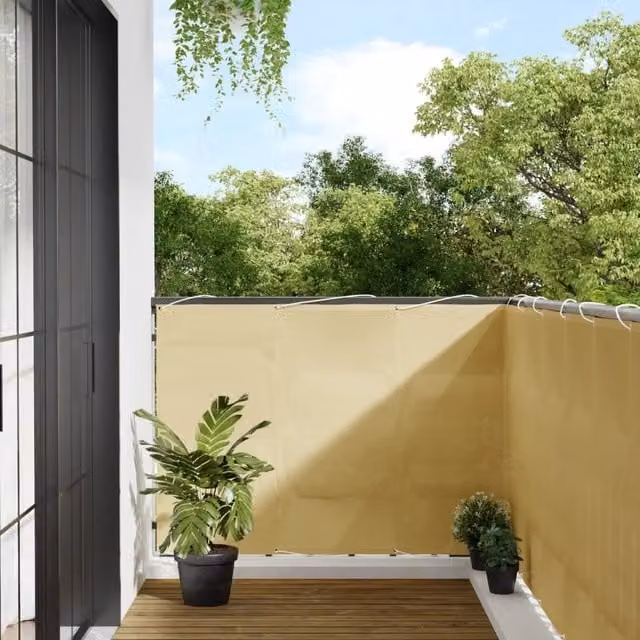 Berkfield Home Balcony Screen in Sand and Yellow, 100% Polyester Oxford, W: 120 cm, H: 400 cm