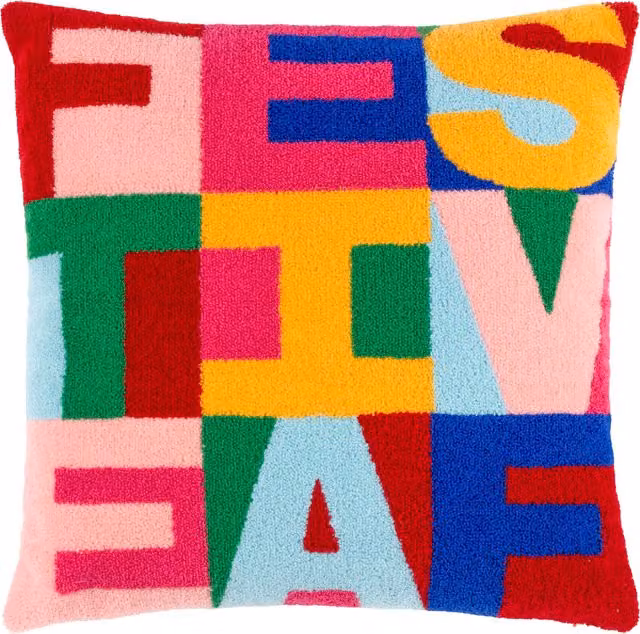 Make it a Home Festive-Val Multicolour Knitted Christmas Cushion in Polyester