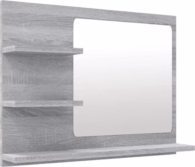 Berkfield Home Sonoma Grey Wall Mounted Bathroom Mirror W/D/H: 60 x 10.5 x 45 cm