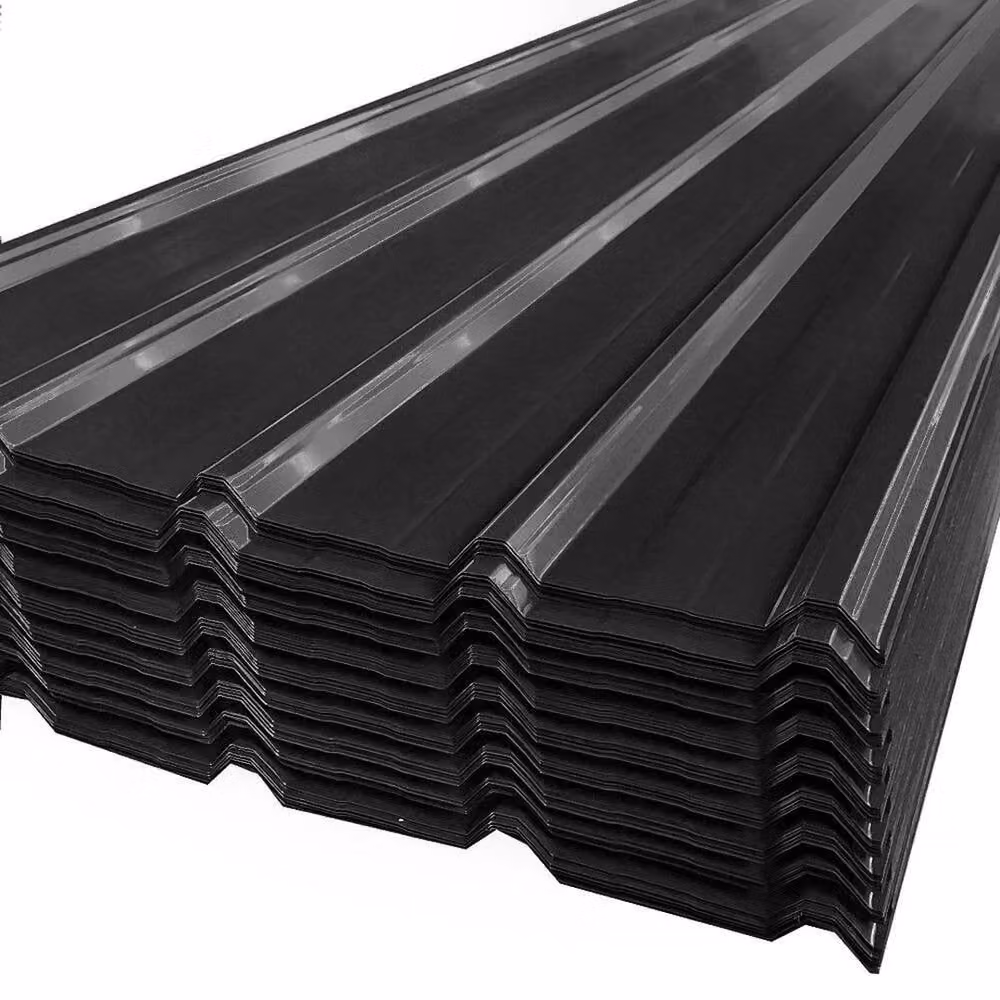 SPETLEK 48 Pack Black Corrugated Galvanised Steel Roof Sheets for Garage, Carport or Shed, W: 100 cm, L: 300 cm – 4