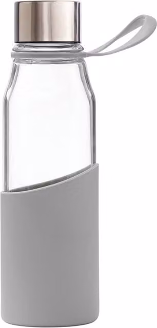 Vinga Slim Grey Glass Water Bottle, 550 ml