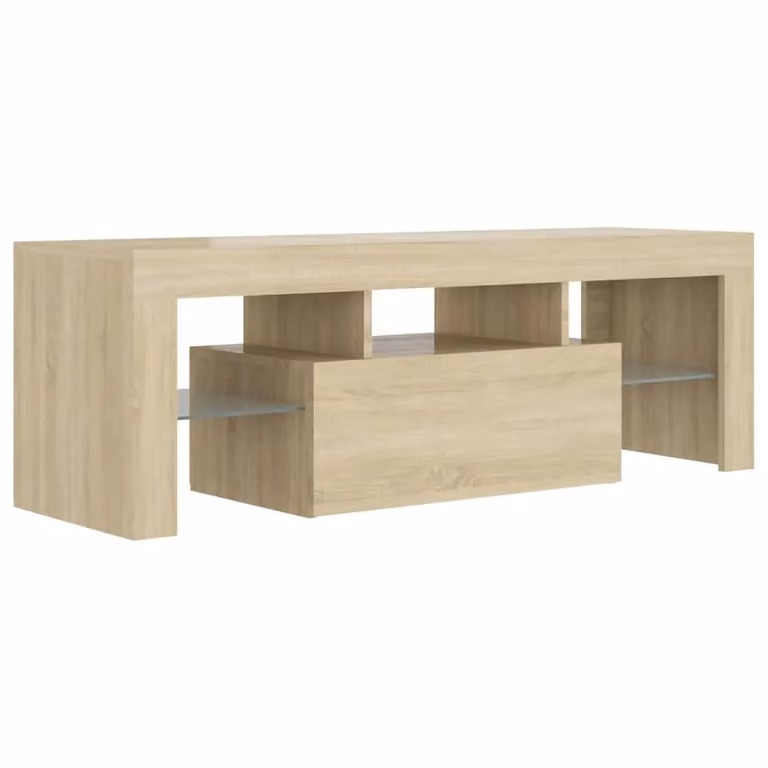 Berkfield Home Modern TV Cabinet with LED Lights in Sonoma Oak Brown, W/D/H: 120 x 35 x 40 cm