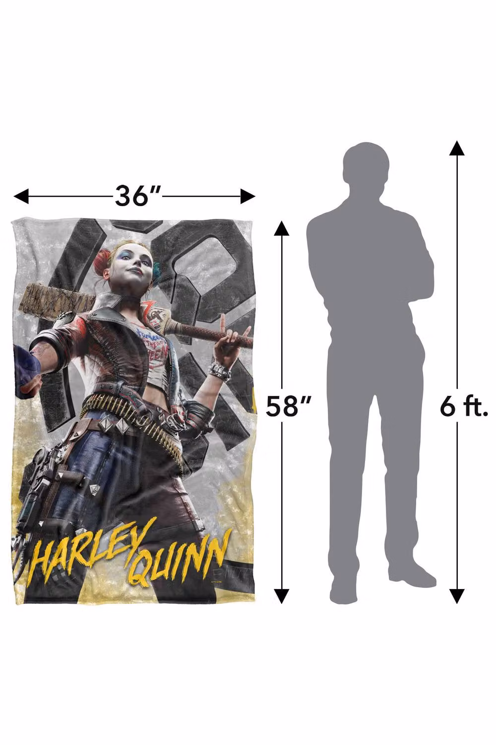 Warner Bros. Suicide Squad Kill The Justice League Harley Quinn Silky Touch Blanket, Multicolour, Large – 3