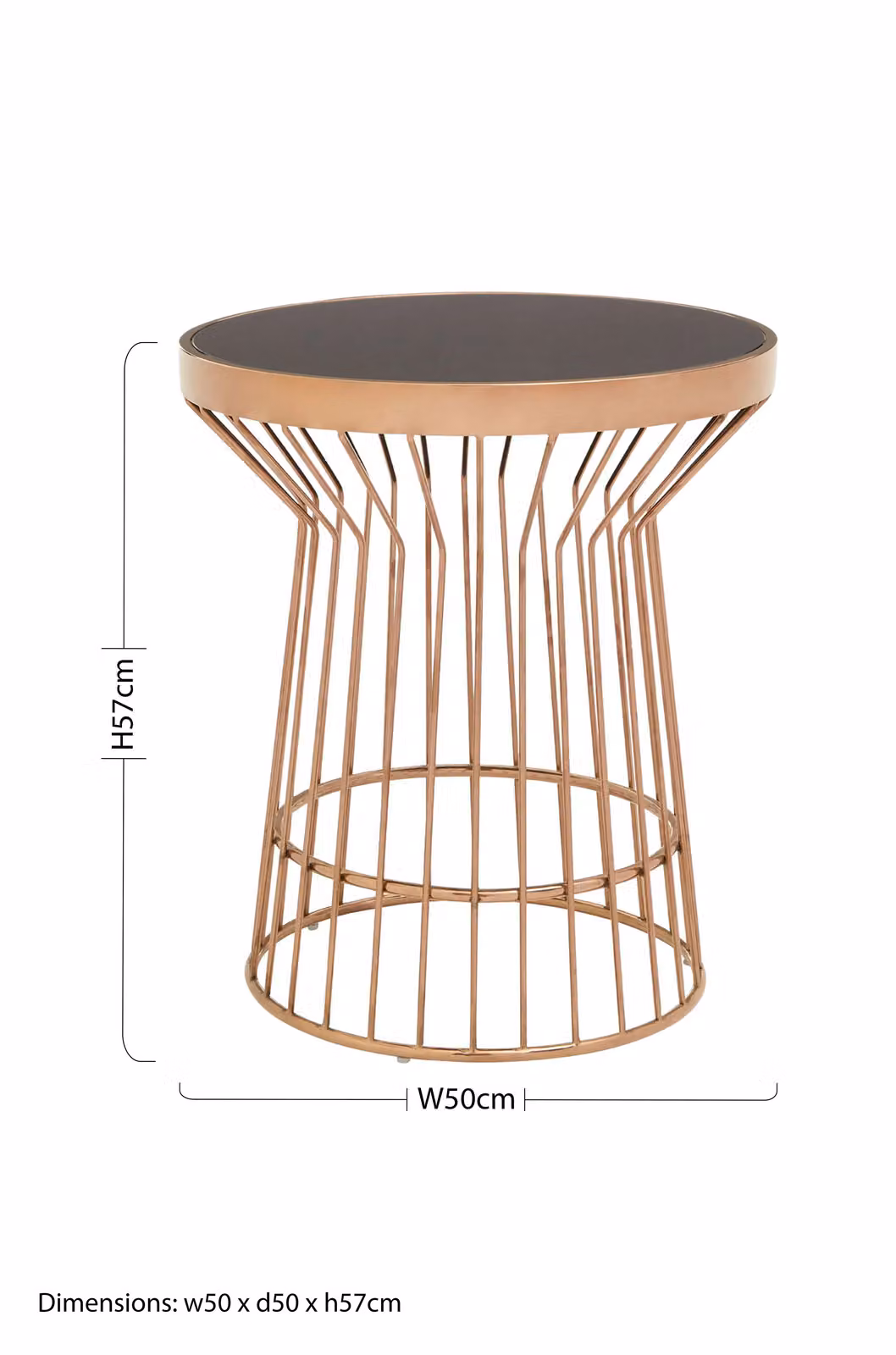 Orsina Round Glass and Metal Side Table in Gold and Black, W/D/H: 50 x 50 x 57 cm – 3