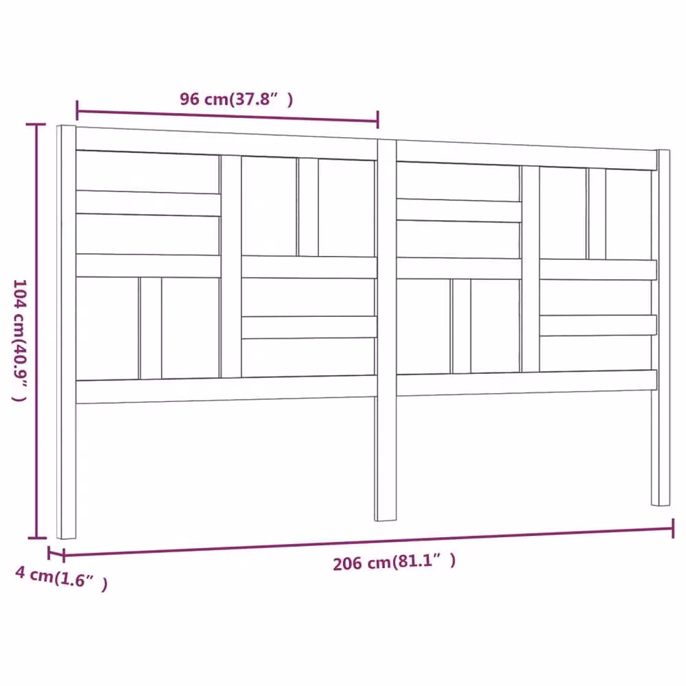 Berkfield Home Rustic Solid Wood Pine Bed Headboard in Brown, W: 206 cm, D: 4 cm, H: 104 cm – 2