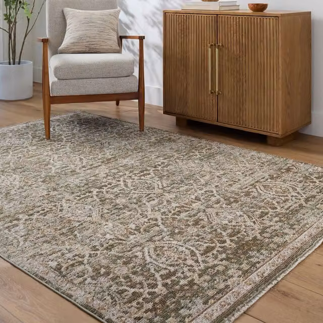 Livabliss Galey Alix Myrtle Avenue VI Vintage Brown Green Grey Traditional Boho Fringe Living Room Rug W: 200 cm, D: 275 cm