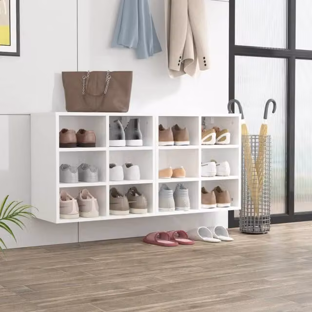 Berkfield Home Set of 2 White Wall Mounted Minimalist Shoe Cabinets with Ventilation, W/D/H: 52.5 x 30 x 50 cm – 1