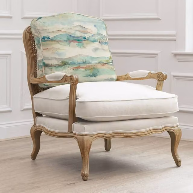 Voyage Maison Russet Shores Printed Florence Chair in Light Oak with Armrests