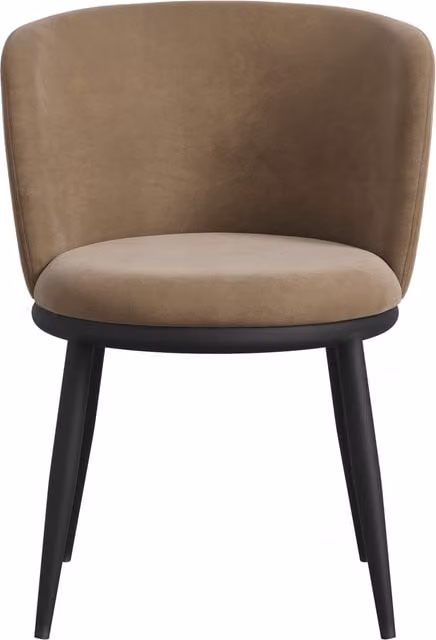 LPD Home Nova Pair of Modern Dining Chairs in Brown Microfibre and Black Metal