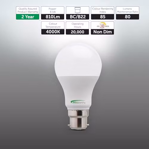 BELL Lighting B22 Bayonet LED Globe Bulbs, 8.1W, 810lm, White, Pack of 3 – 2