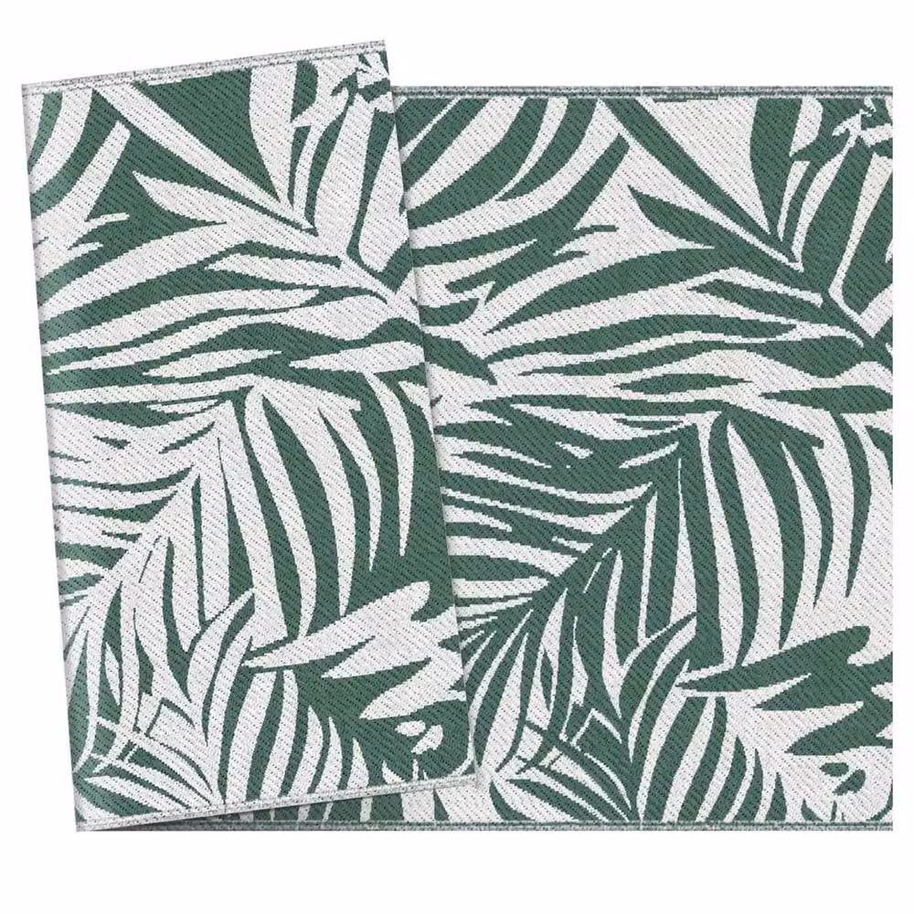 VOGREX Reversible Floral Outdoor RV Rug in Green and White, W/D/H: 150 x 240 cm – 4