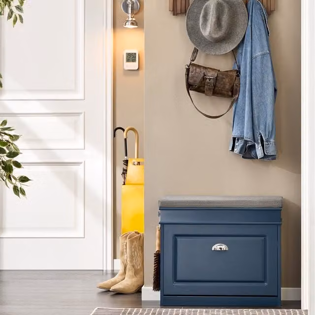 SoBuy Modern Blue Shoe Cabinet with Flip-drawer for Hallways