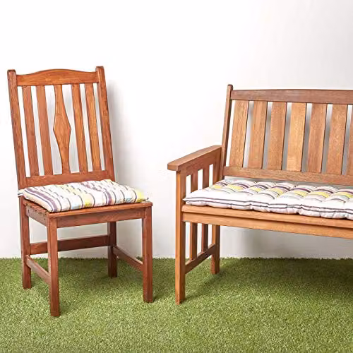 Homescapes Green Striped 2 Seater Garden Bench Cushion, Cotton, Width: 108 cm, Depth: 42 cm – 3