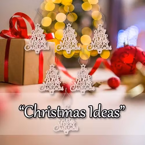 VFM e-Store Set of 6 Hanging Glitter Tree Christmas Ornaments in Champagne and Beige, W/D/H: 19.6 x 10.9 x 1.5 cm – 5