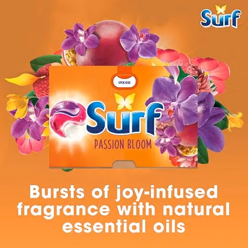 Surf 3 in 1 Passion Bloom Laundry Washing Detergent Capsules, 153 Washes (3 x 51 Capsules), Orange and Multicolour – 3