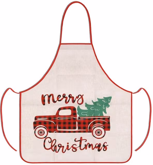 Neel Blue Polyester Christmas Apron, W: 60 cm, H: 70 cm