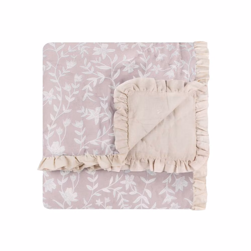 Wylder Amelia Pink Floral 100% Cotton Quilted Bedspread with Ruffled Valance – 2