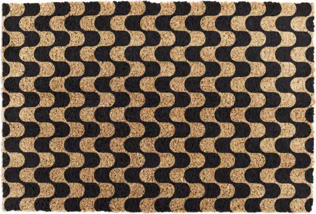 Artsy Mats Wavey Lines Doormat in Brown and Multicolour with Coir and Natural Rubber Non-Slip Weatherproof Design