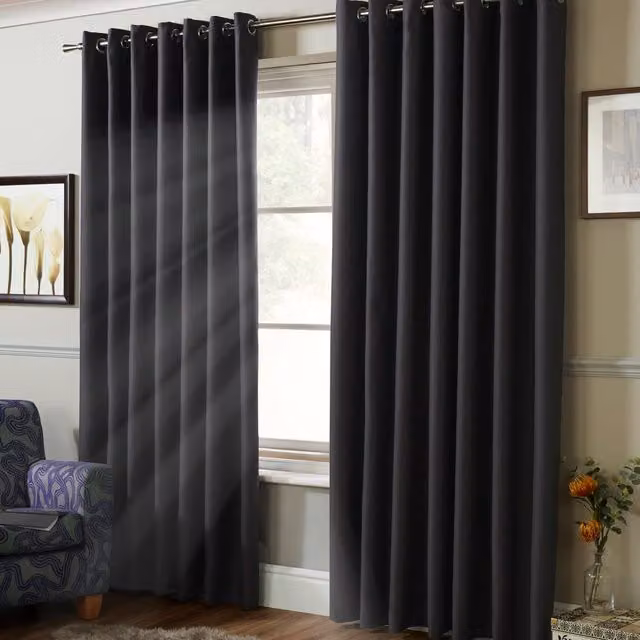 Terrys Blackout Eyelet Curtains in Anthracite Polyester