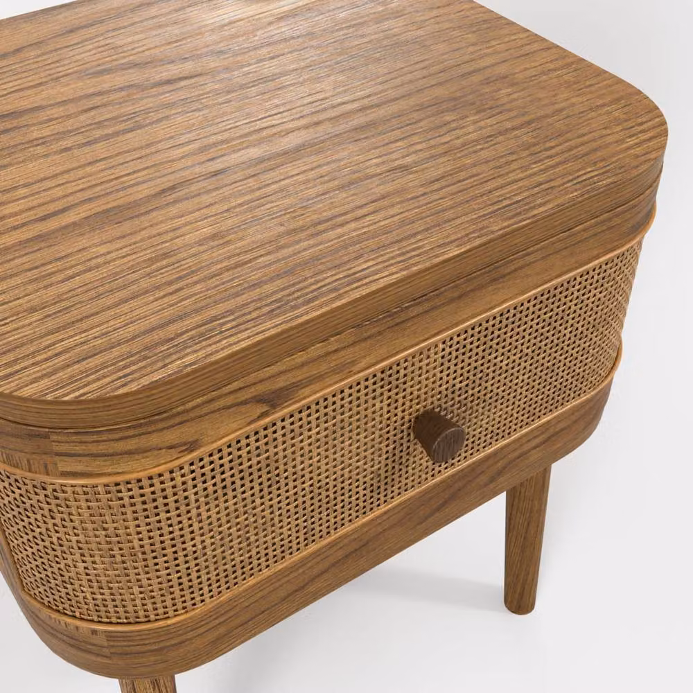 Wyld Haus Pasadena Natural Wood and Rattan Bedside Table with 1 Drawer – 3