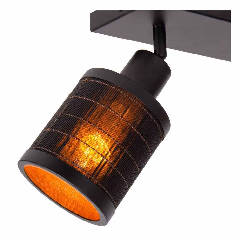 Lucide Tagalog Scandinavian Twin Ceiling Spotlight in Black and Wood with 2 x E27 Sockets – 4