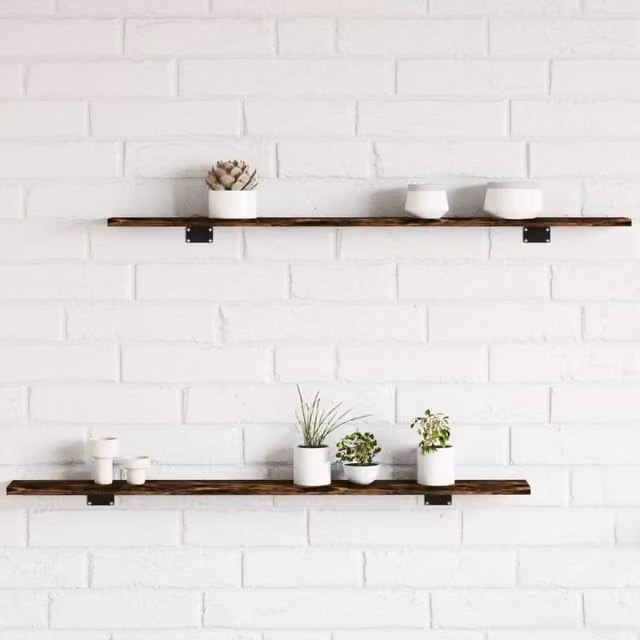 Berkfield Home Wall Shelves, 4 Piece Set in Smoked Oak Brown, W: 100 cm, D: 10 cm, H: 1.5 cm – 1