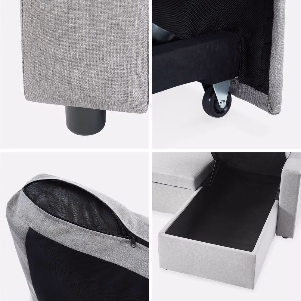 sweeek 3-Seater Reversible Corner Sofa Bed in Grey with Sleeping Function and Scatter Cushions, W/D/H: 213.5 x 136.5 x 83.0 cm – 3