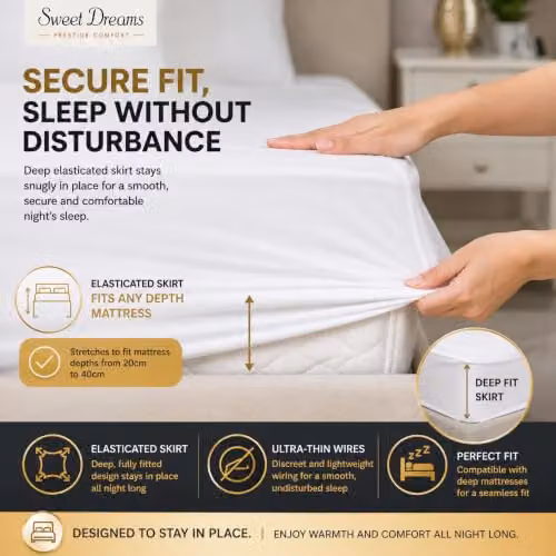 Sweet Dreams Plush Fleece Heated Mattress Cover, White, W/D/H: 200 x 107 x 40 cm – 3