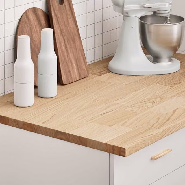 Berkfield Home Solid Oak Wood Kitchen Worktop, Brown, W/D/H: 100 x 63.5 x 2.7 cm – 1