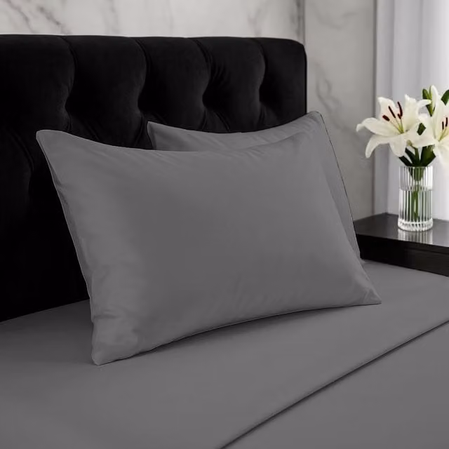 Home Sweet Home UK Grey Microfibre Pillowcase Set of 2 with Envelope Closure, W: 48 cm x L: 74 cm
