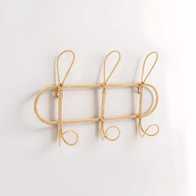 Orsina Three Hook Bamboo Hanger in Gold, Brown or Beige
