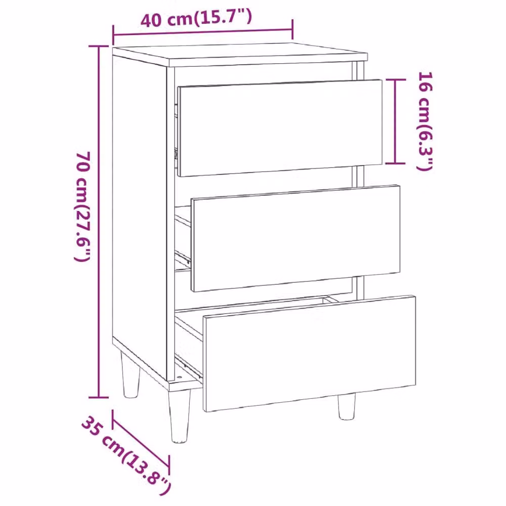 Berkfield Home Grey Sonoma Bedside Cabinet W: 40 cm, D: 35 cm, H: 70 cm – 3