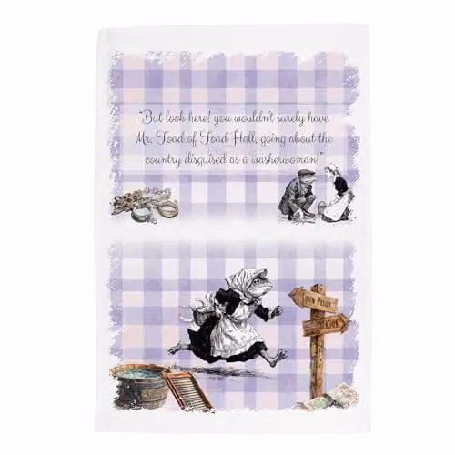 Purely Home The Wind in the Willows Washerwoman Tea Towel, Purple