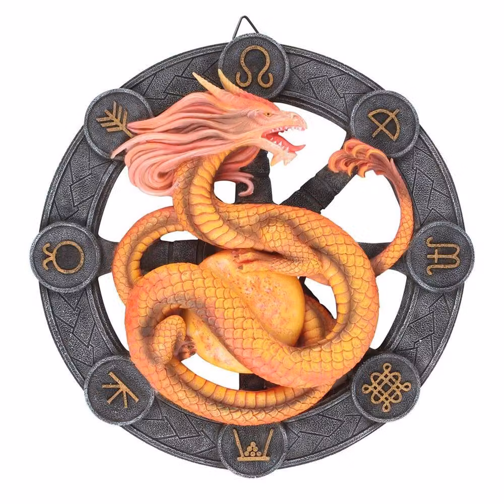Uniqueful Litha Dragon Resin Wall Plaque by Anne Stokes in Gold and Multicolour – 3