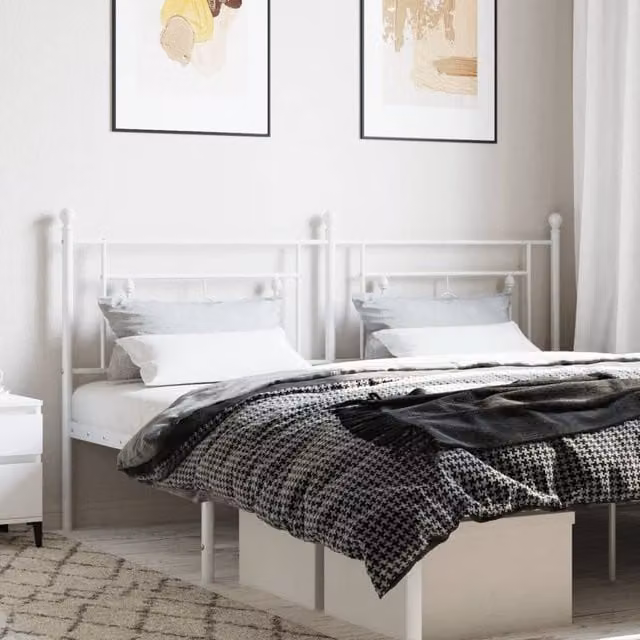Berkfield Home Classic Metal Headboard in White, Width: 180 cm