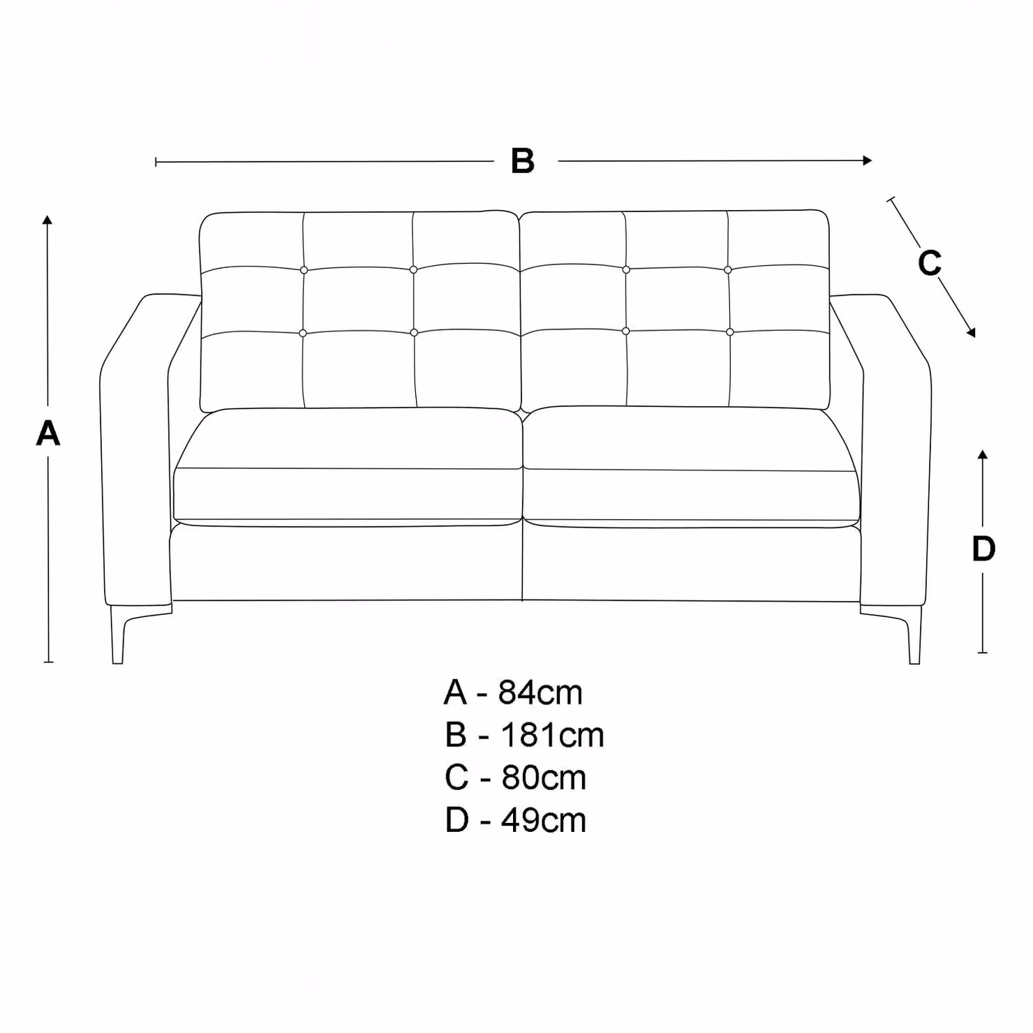 Furnishings For Less UK Smart Hackney 3 Seater Fabric Sofa in Sapphire Blue or Pewter Grey – 2
