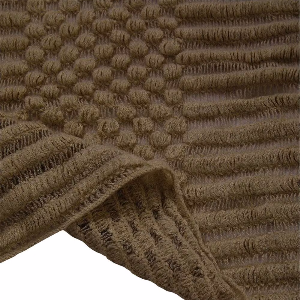 PAWNORA Khaki Solid Knitted Throw Blanket, W: 130 cm, D: 150 cm – 2