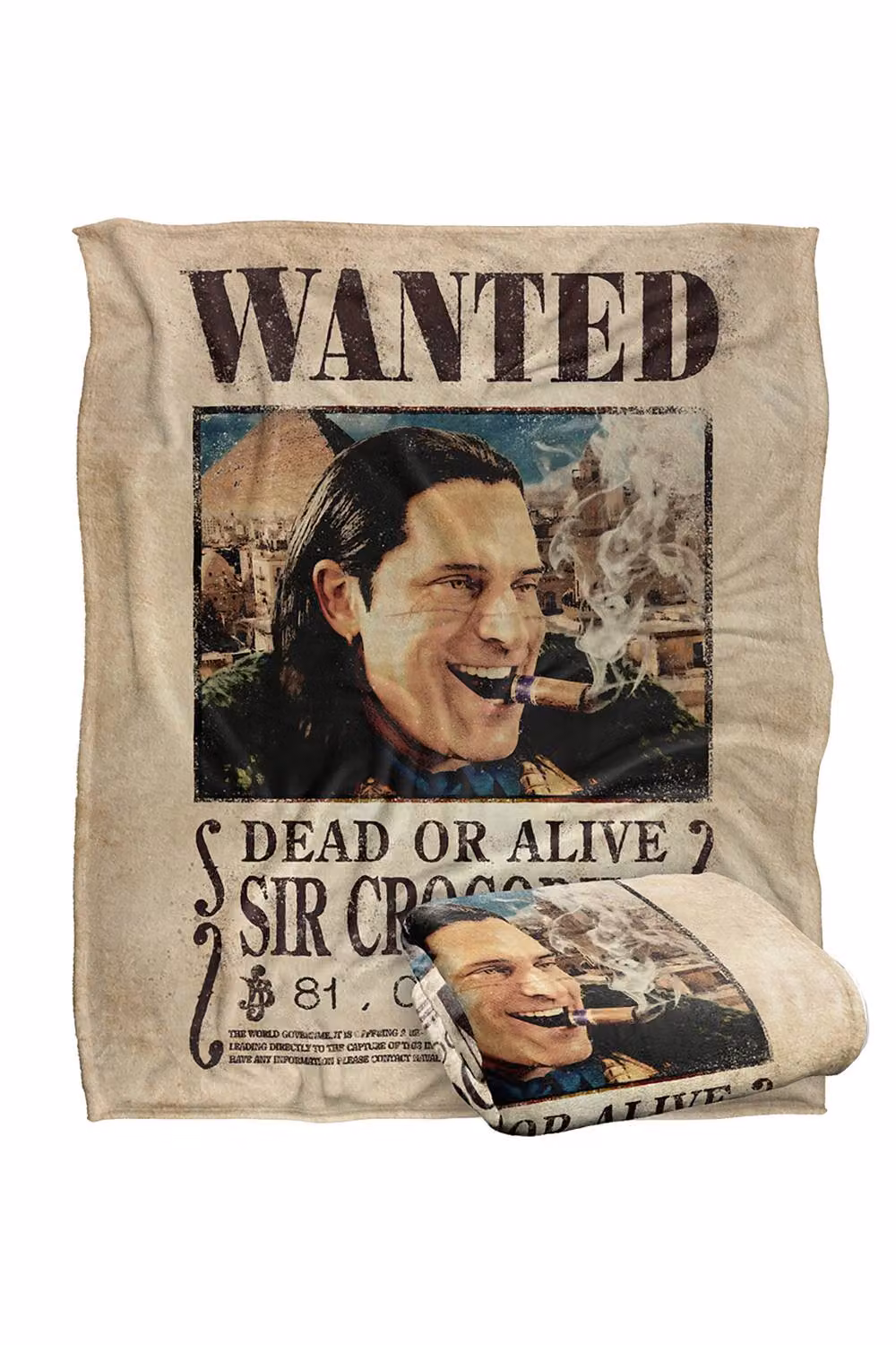 Netflix One Piece Sir Crocodile Wanted Poster Super Soft Fleece Throw Blanket, Multicolour, W/D/H: 91 x 147 cm – 2