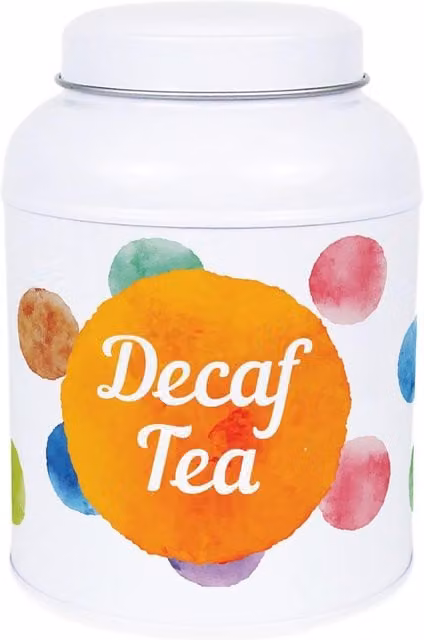 Purely Home Polka Dot Decaf Coffee Canister with Dome Lid, Multicoloured Metal Kitchen Storage Tin