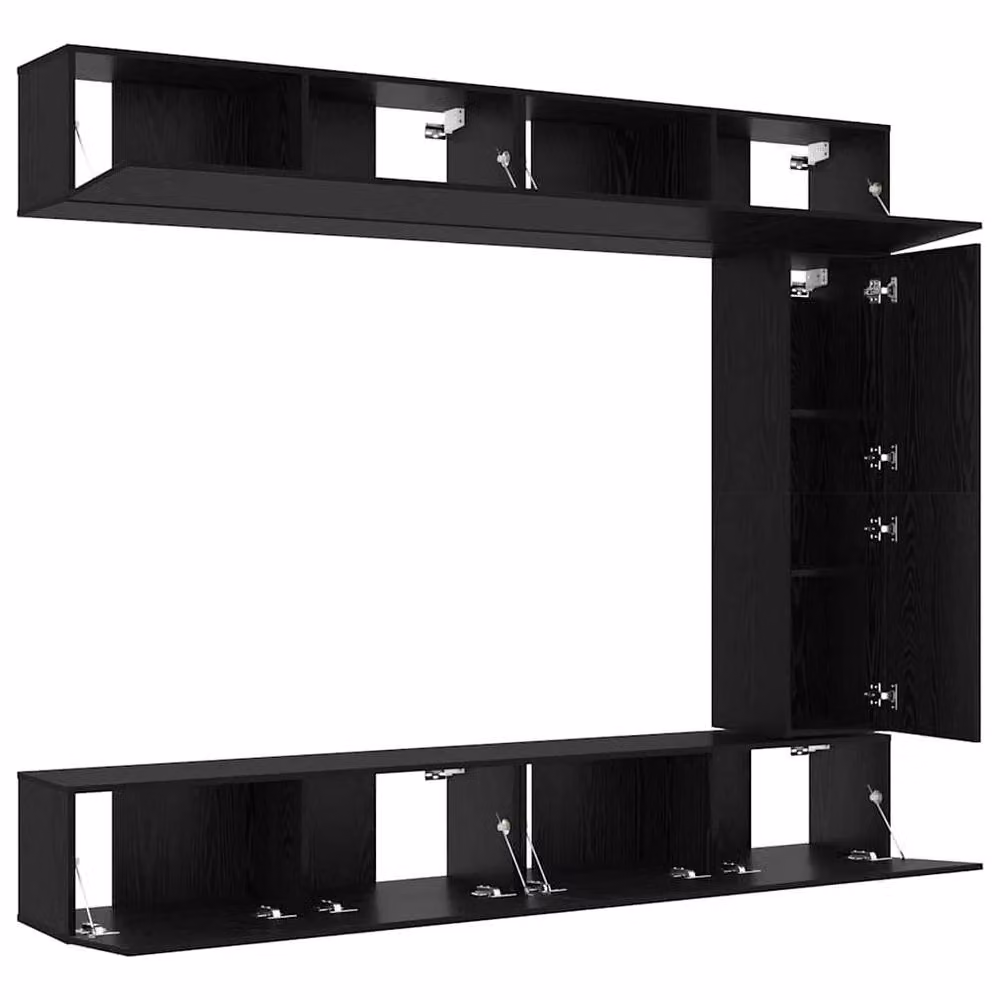 Berkfield Home 5 Piece Modern Wall-Mounted TV Cabinet Set in Black Oak Matt MDF – 4