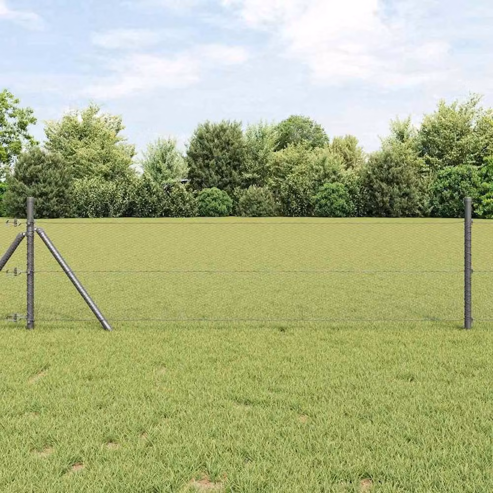 Berkfield Home Grey PVC-Coated Steel Hexagon Fence, 0.8 x 50 m – 1