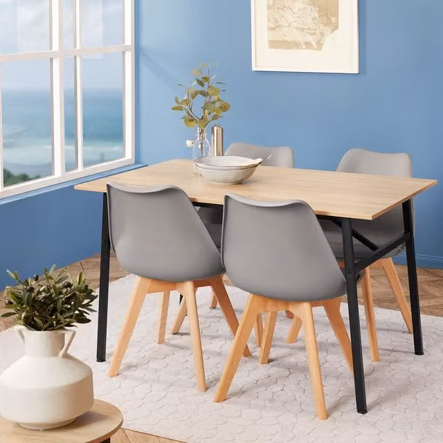 Tectake Industrial Rectangular Dining Table in Brown Wood and Metal