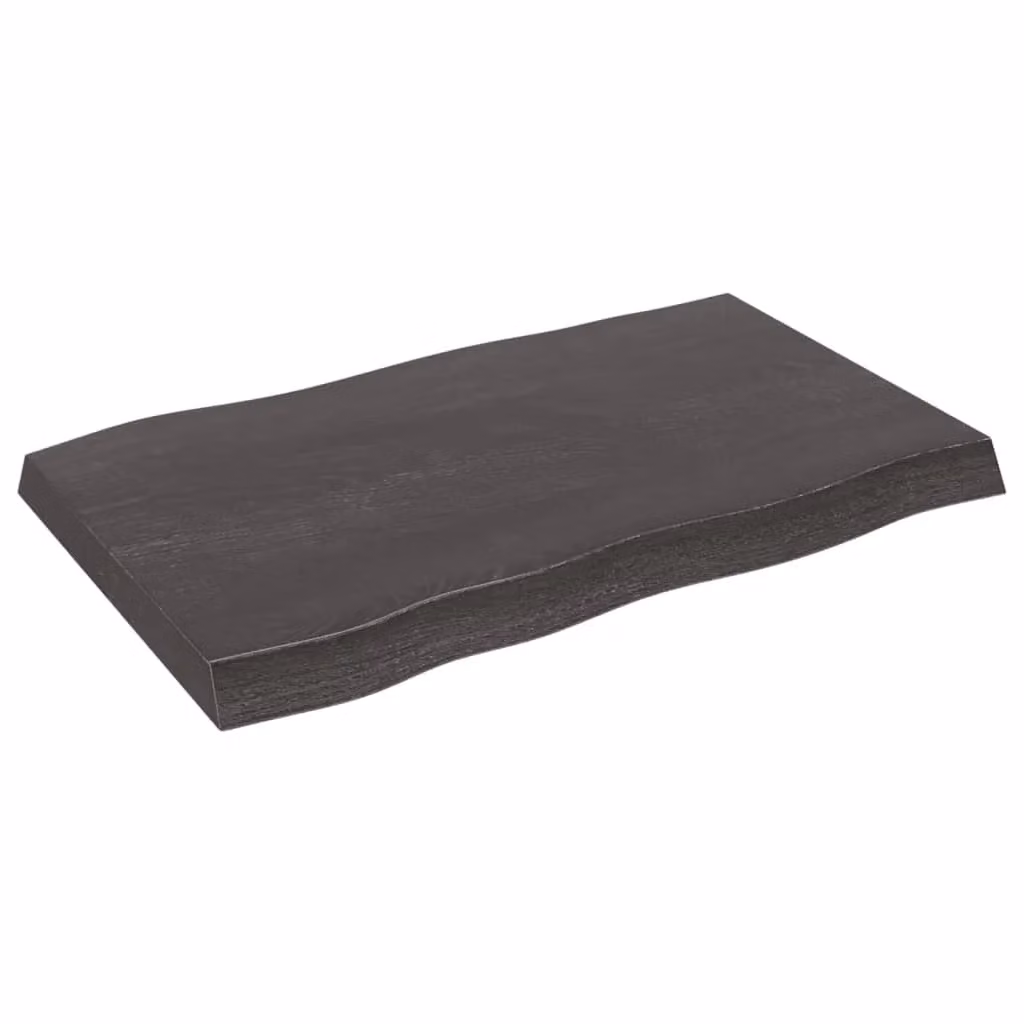 Berkfield Home Table Top Live Edge Solid Oak Wood in Brown and Dark Grey, W: 80 cm, D: 50 cm, H: 2-6 cm – 1