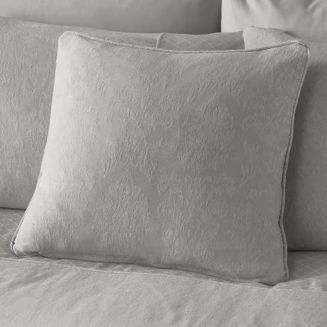 Dreams & Drapes Rosana Floral Jacquard Filled Cushion, Silver/Grey, W/D/H: 43 x 43 x 43 cm