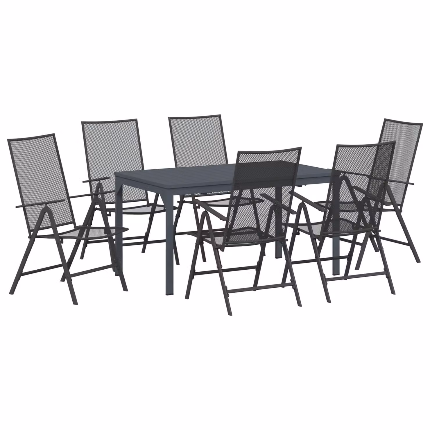 Berkfield Home 7 Piece Modern Garden Dining Set in Anthracite Steel – 2