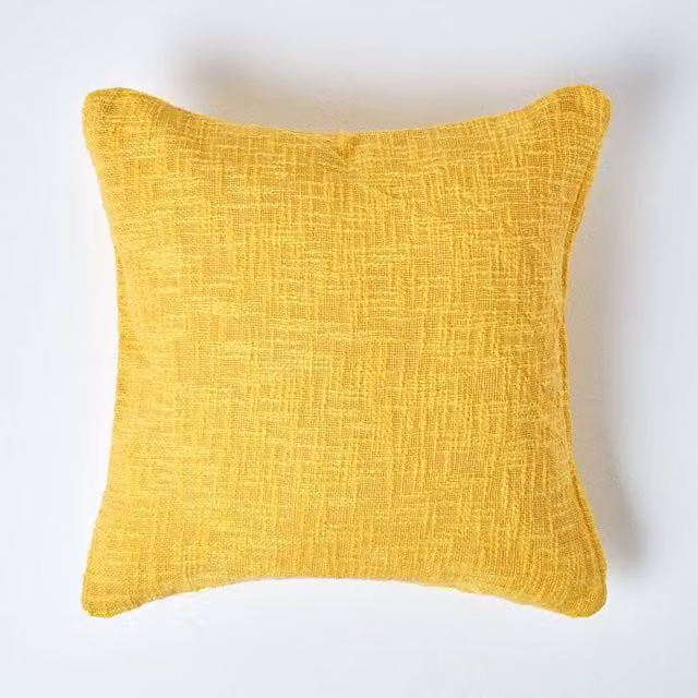 Homescapes Nirvana Yellow Cotton Cushion Cover, 45 cm