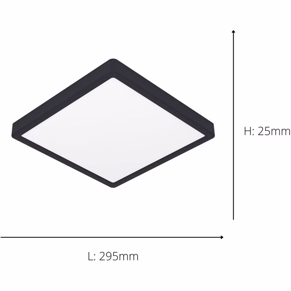 Loops Modern Square Black LED Ceiling Light with Included Bulb – 3