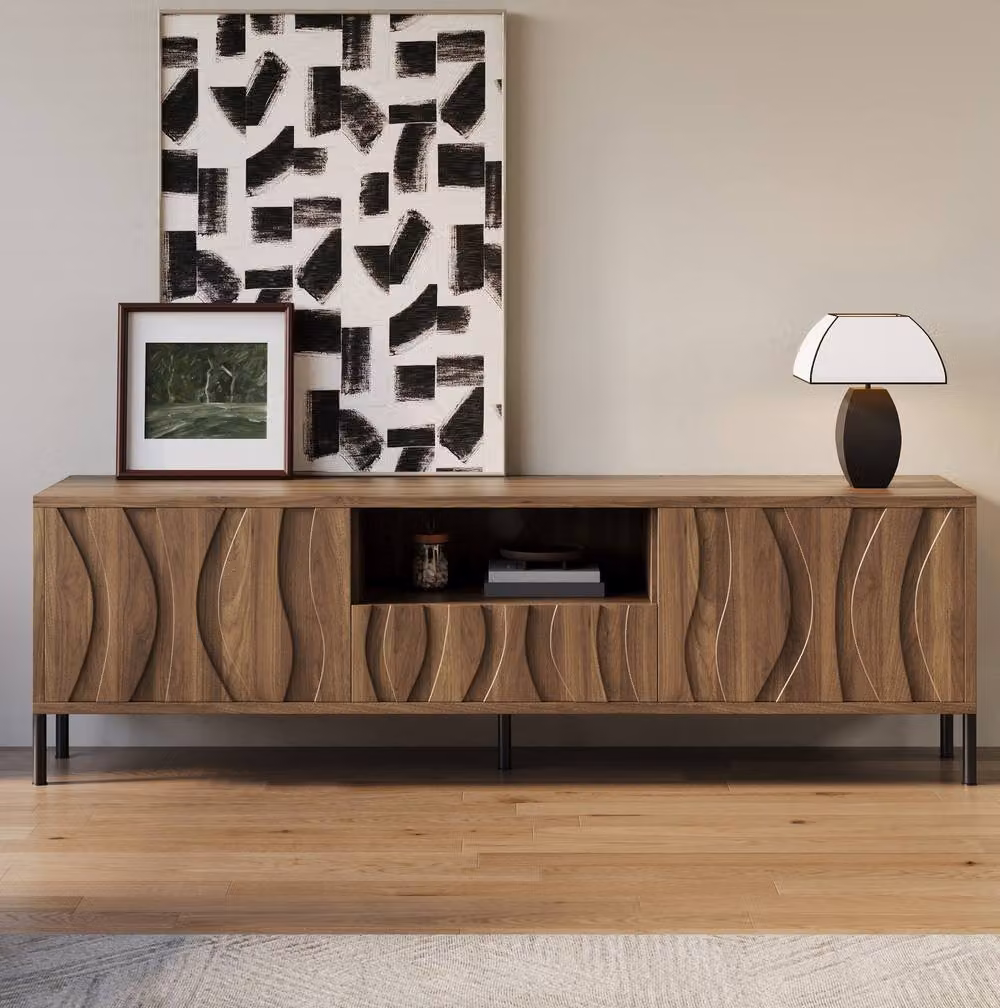 STILVORA Modern TV Cabinet with 3 Doors in Brown, W: 160 cm, D: 46 cm – 5