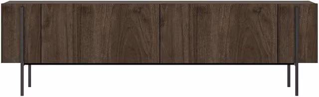 CALICOSY Hermione 2-Door TV Stand with Metal Legs in Walnut Brown, Width: 160 cm – 1