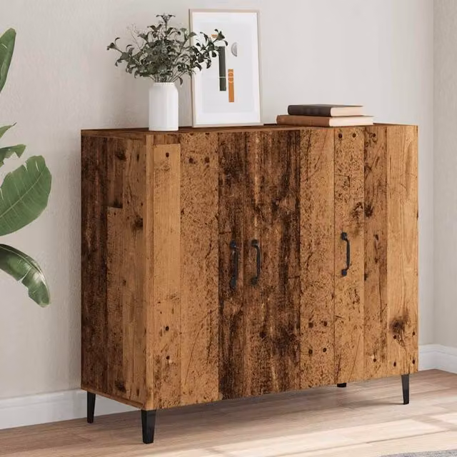 Berkfield Home Industrial Style Sideboard in Brown Old Wood, W/D/H: 90 x 34 x 80 cm